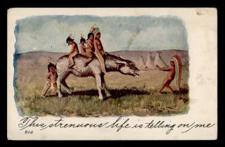Dr Who 1910 Liberal Ks Native Americans With Donkey Postcard C102567