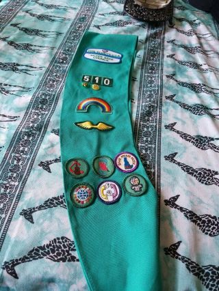 Girl Scout Sash With Badges.