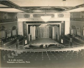 Victoria Theatre Shamokin,  Pa 1918 Photo Opulent Auditorium Interior Ex