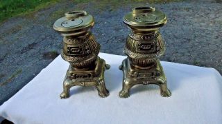 Vintage Brass Color Metal Table Lamp Base Country Potbellied Stove Part
