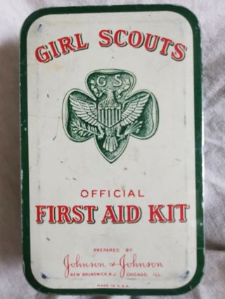 Vintage Girl Scouts Official First Aid Kit With Sewing Kit