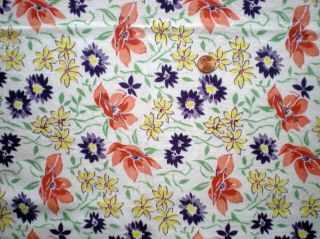 Floral Vtg Feedsack Quilt Doll Clothes Sewing Craft Fabric Yellow Purple Pink