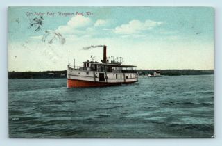 Sturgeon Bay,  Wi - C1909 View Of Steamer Sailor Boy - Steam Boat Postcard