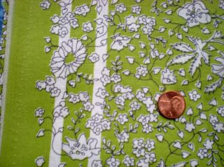 White FLORAL on CHARTREUSE Full Vtg FEEDSACK Quilt Sewing Doll Clothes Craft 3