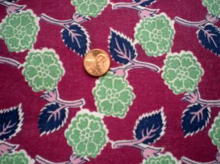 FLORAL Intact FEEDSACK Quilt Sewing Doll Clothes Craft Fabric Wine Green Navy 3
