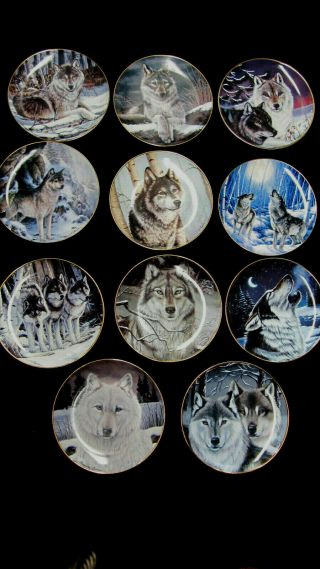 Franklin Collector Plates By Cassandra Graham Wolf Wild Life Heirloom Usa
