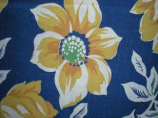 Large FLORAL on NAVY Full Vtg FEEDSACK Quilt Sewing Doll Clohtes Craft Fabric 2