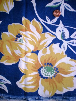 Large FLORAL on NAVY Full Vtg FEEDSACK Quilt Sewing Doll Clohtes Craft Fabric 3