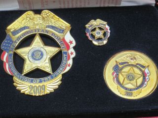 Obsolete Barrack Obama Inaugural Metropolitan Police 2009 Badge,  Coin,  & Pin Set