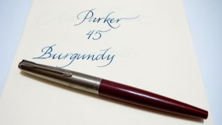 Parker 45,  Burgundy&chrome,  Rare 14k Stub Broad Nib,  England