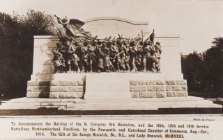 Newcastle - On - Tyne War Memorial,  Real Photo,  Northumberland Fusiliers