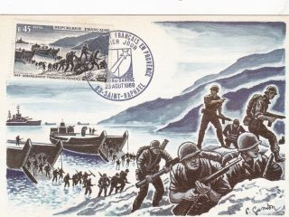 World War 2 Soldiers Hitting The Beach France Postcard Wwii