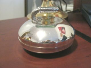 Vintage Silverplated " Curling Stone " 3pc Butter Dish