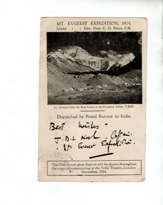 Mount.  Everest Expedition 1924 Postcard Rongbuk Base Camp Cachet