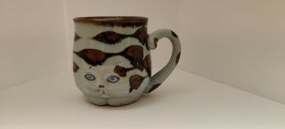 Takahashi San Francisco Importer Of Japanese Wares Hand Painted Pottery Cat Mug