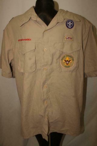 Bsa Boy Scouts Of America Mens Large Uniform Shirt Trapper Utah Idaho Polyester