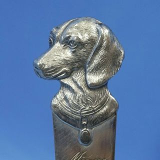 Antique German Wmf Silver Letter Opener Dachshund Dog 3d Relief Inscribed