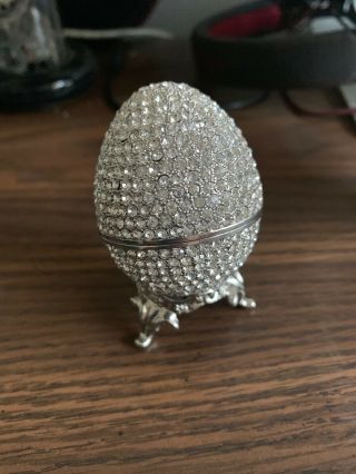 Trinket Egg With Swarovski Crystals Ring Holder
