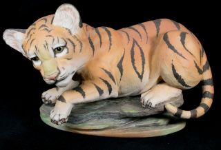Rare Boehm Large Bengal Tiger Cub (panthera Tigris) Porcelain Figurine