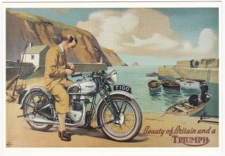 Vintage Motorcycle Advertising Reprint Postcard Triumph T100