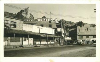 1940s Route 66 Oatman Arizona Hotel Gas Station Bus Rppc Photo Postcard