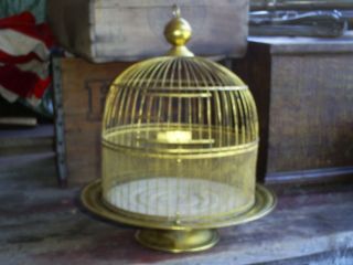 Antique Brass Hendryx Domed Birdcage On Pedestal Haven,  Conn.