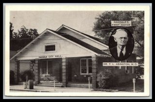 Scarce Oakdale Louisiana City Hall First Mayor,  Abington,  Postcard