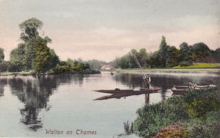 Walton On Thames - Man On Punt By Frith