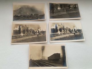 5 Post Cards Rppc Quaker Oats Grain Elevator Explosion Fire Richford Vt 1908