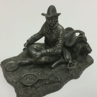 Vintage 1977 Fine Pewter Figurine The Cowboy Signed Ron Hinote Franklin