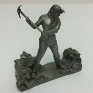 Vintage 1977 4 " Fine Pewter Figurine The Miner Signed Ron Hinote Franklin