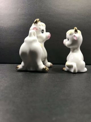 Vintage Cow Mom And Baby Salt And Pepper Shakers With Gold Accents Japan 4