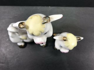 Vintage Cow Mom And Baby Salt And Pepper Shakers With Gold Accents Japan 6