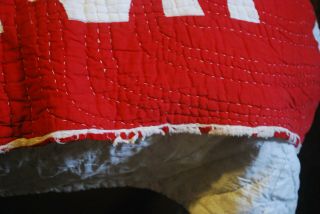 vintage quilt red and white hand stitched 84x72 5