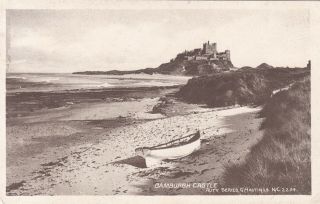 Bamburgh Castle & Rowing Boat - Auty Series,  Fine Bamburgh Cds 1909