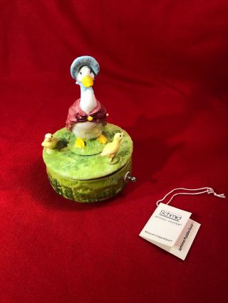 Beatrix Potter Jemima Puddle - Duck Schmid Double Rotating Music Box 1983 - Rare