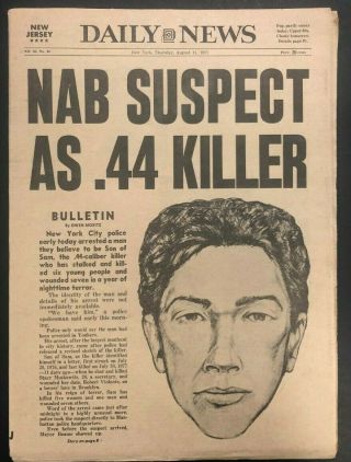 1977 Aug 11 Ny Daily News Newspaper Son Of Sam Murderer Caught Pgs.  1 - 96 D