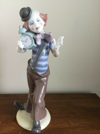 Lladro - Clown With Alarm Clock,  (, No Box) Shipped With Usps