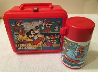 Attic Find Rare 1988 Aladdin Nintendo Mario Bros.  Lunch Box & Thermos