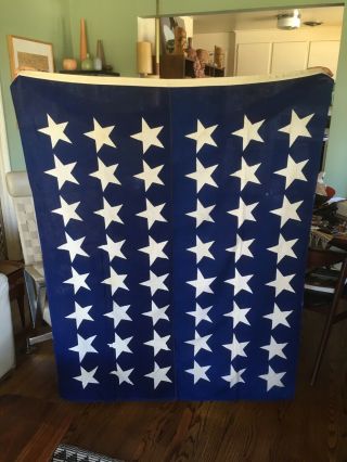 Rare Ww2 Us 48 Star Navy Jack American Flag 4 X 5 Feet Wwii Linen 2 Grommet