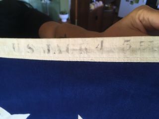 RARE WW2 US 48 Star Navy Jack American Flag 4 X 5 Feet WWII Linen 2 Grommet 4