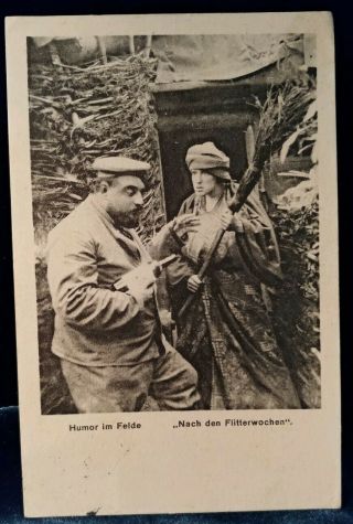 Wwi German Postcard Soldiers Humor In The Trenches 1916