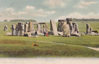 Stonehenge With People Posing,  By F.  G.  O.  Stuart No.  385,  Posted 1909