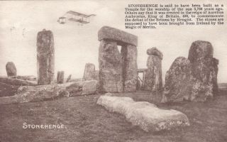 Stonehenge With Biplane Overhead By Wilkinson 1916