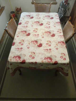 Vintage linen Waverly Garden Room Norfolk Rose Tablecloth 60x80 (75) 2