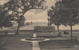 Biloxi,  Mississippi,  1912 ; Gulf Of Mexico And Beach Front,  Trolley