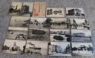 1920 16 Fine Views Kobe Japan Postcards In Folder Street View People Steam Ship