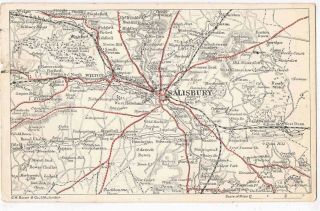 Colour Map By G.  W.  Bacon Of Salisbury & Environs,  Wiltshire,  1910s