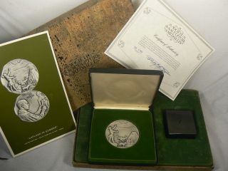 1972 Lapland Franklin Sterling Silver Medal Leo Holmgren,  Box