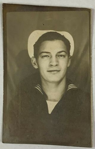 Dreamy Eyes Sailor Man In The Photobooth,  Gay Interest,  Vintage Photo Snapshot